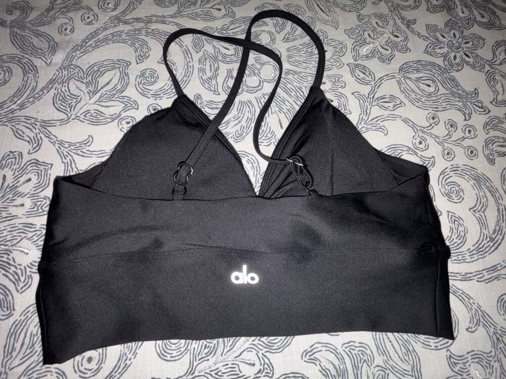 Alo Yoga Black Airlift Splendor Strappy Sports Bra Size L